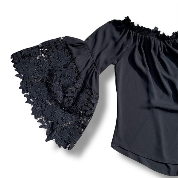 Joseph Ribkoff Witchy Dark fairy Victorian Goth Black Bell Sleeve Blouse Sz10 - Picture 10 of 14